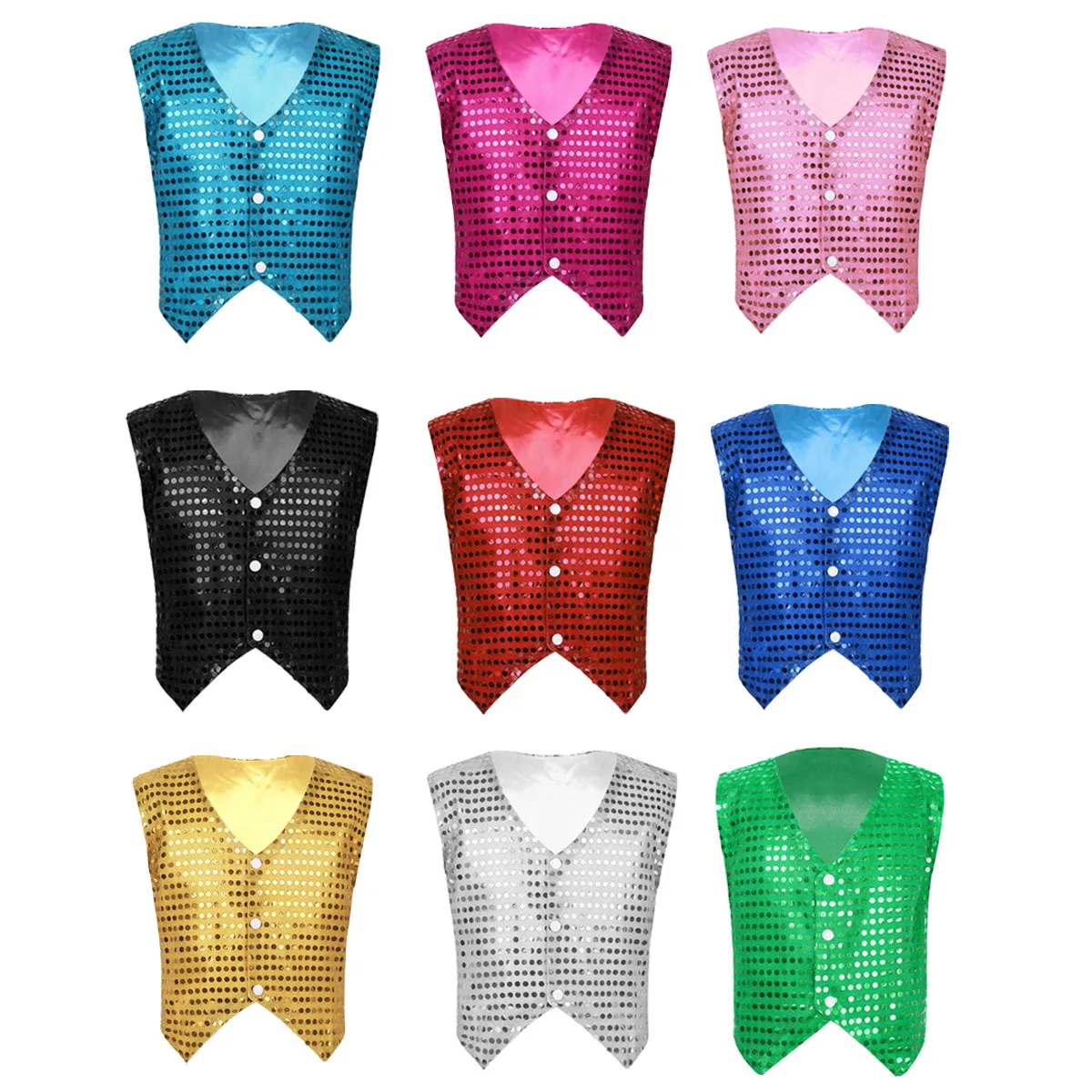 Детский жилет с блестящими пайетками для мальчиков и девочек куртка хип-хопа