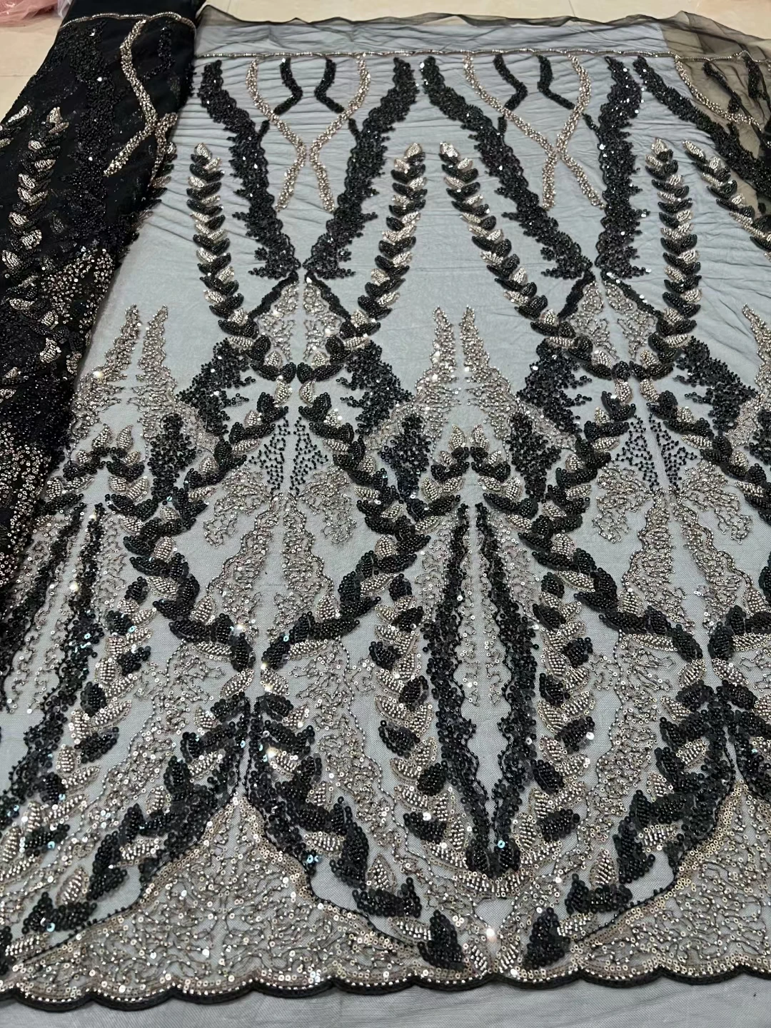 Черные смешанные, лидер продаж, французская нигерийская блестящая ткань с бусинами 8JRB-41203, французская вышивка, женское платье для фотосессии