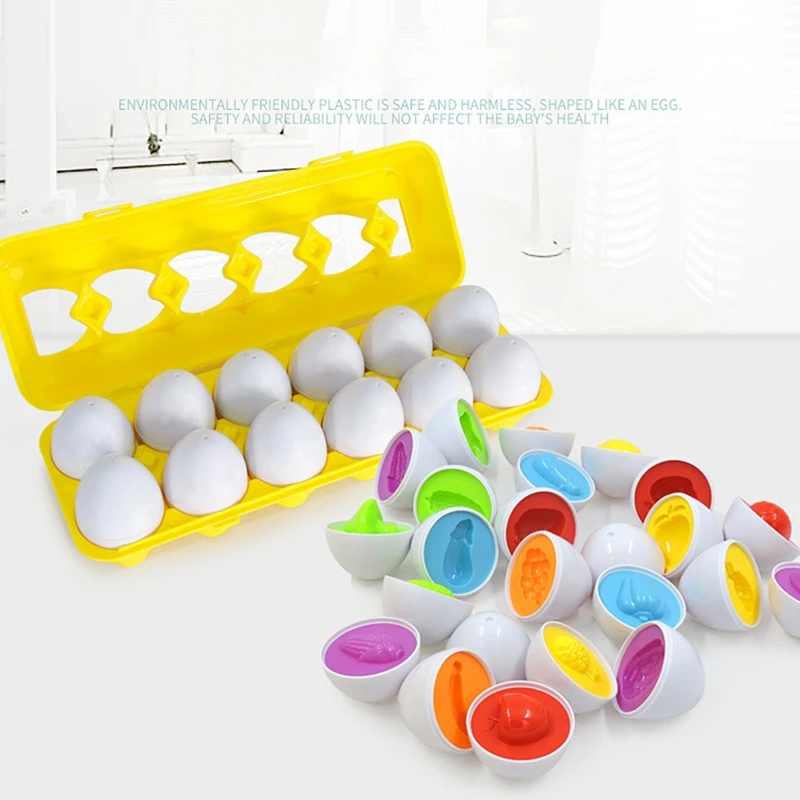 

12pcs Matching Egg Toy Sorting Game Shape Geometry Sorter Developmental Early Learning Montessori Toy for Preschool Kids K1KC