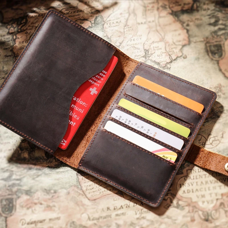 

Genuine Leather Card Display Holder Protective Case Book File Folder Organizer Notebook Cowhide Cover Wallet Document Bag