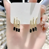 statement fashion metallic black earrings personality new jewelry for women