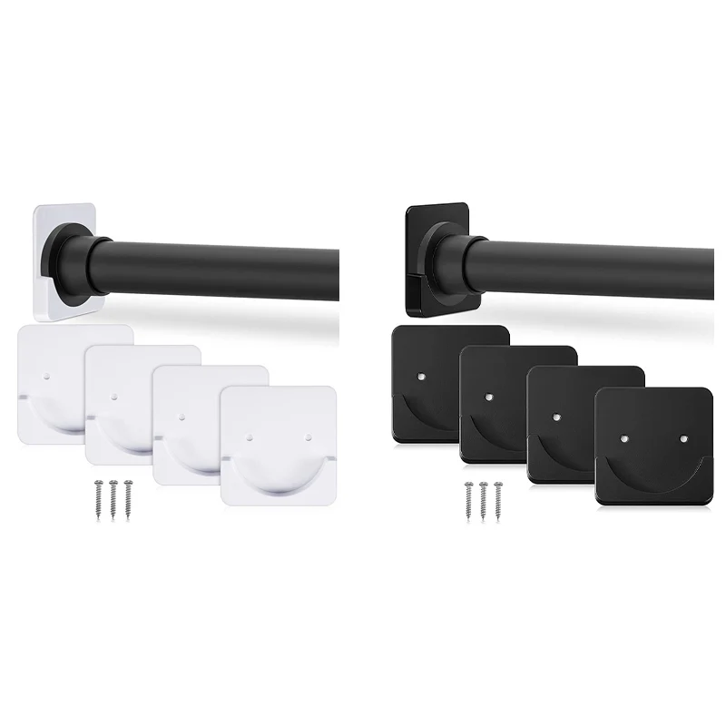 

Promotion! 4 Pieces Adhesive Shower Curtain Rod Holder Shower Rod Retainer Wall Mount Holder, Shower Curtain Rod Not Included