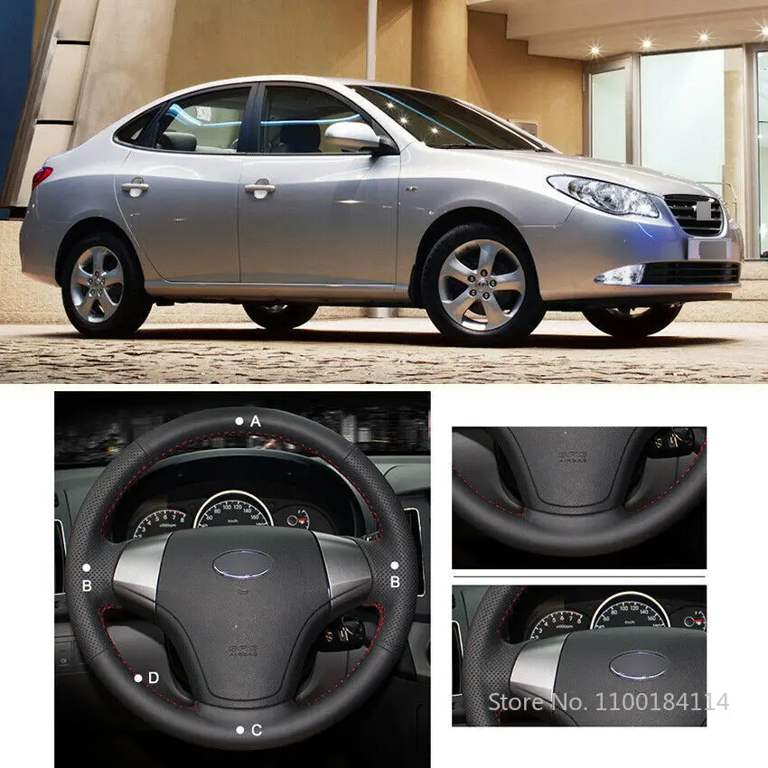 

Hand Sew Comfortable Anti-slip Leather Steering Wheel Cover for Hyundai Elantra