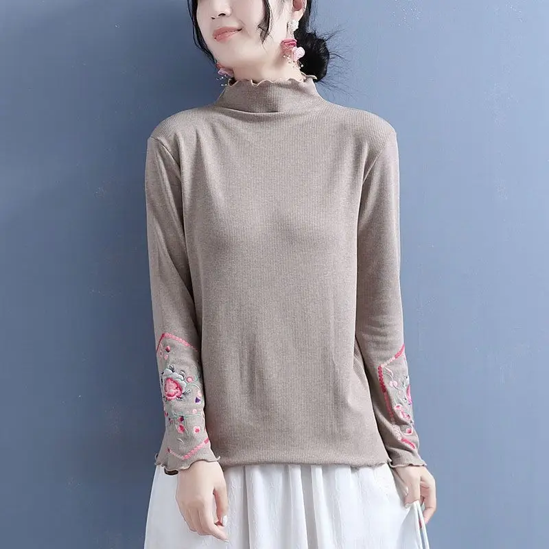 Женский двусторонний бархатный топ с вышивкой и деревянными ушками