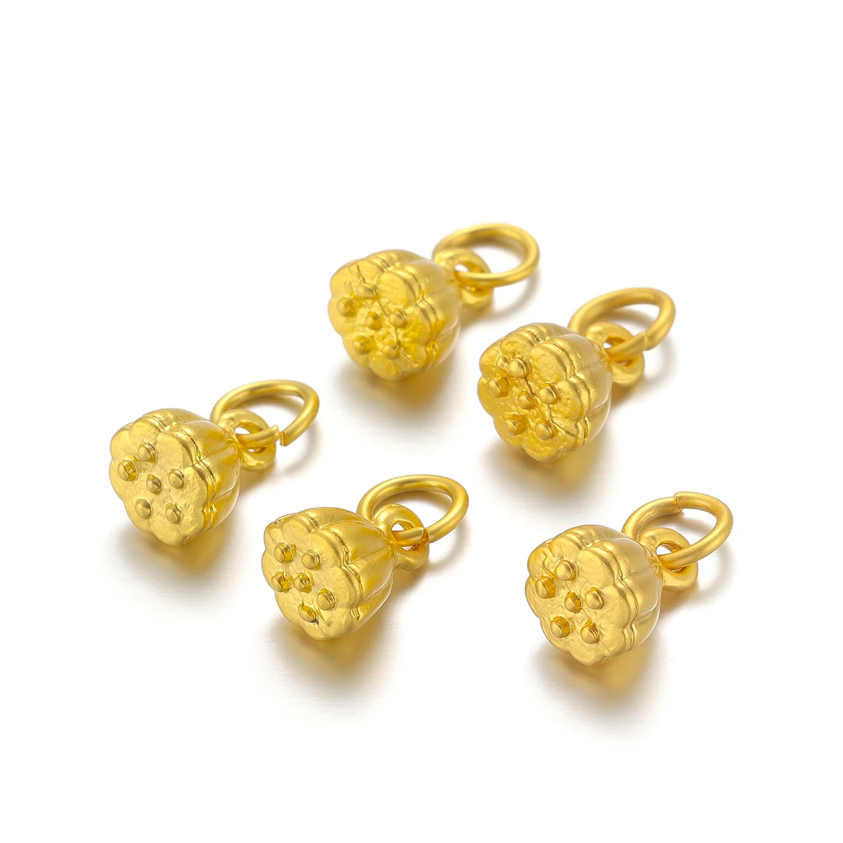 

5Pcs Gold Plating Brass Material Lotus Seed Beads Accessories Charms Bracelet Necklace Pendants DIY Jewelry Making Findings