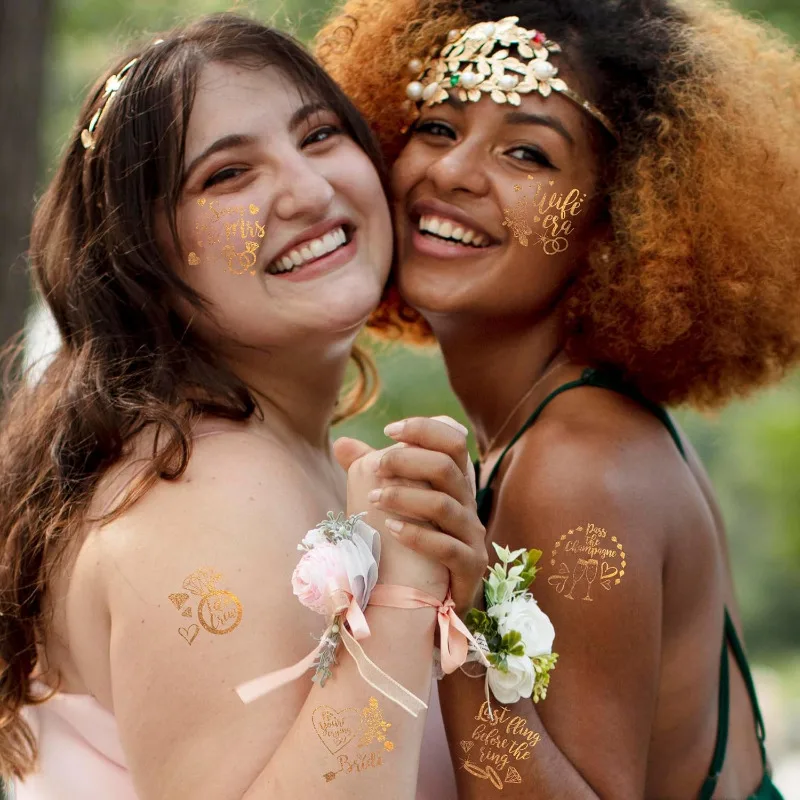 108 шт. золотые бокалы для вина с бриллиантами I DO временные татуировки наклейки