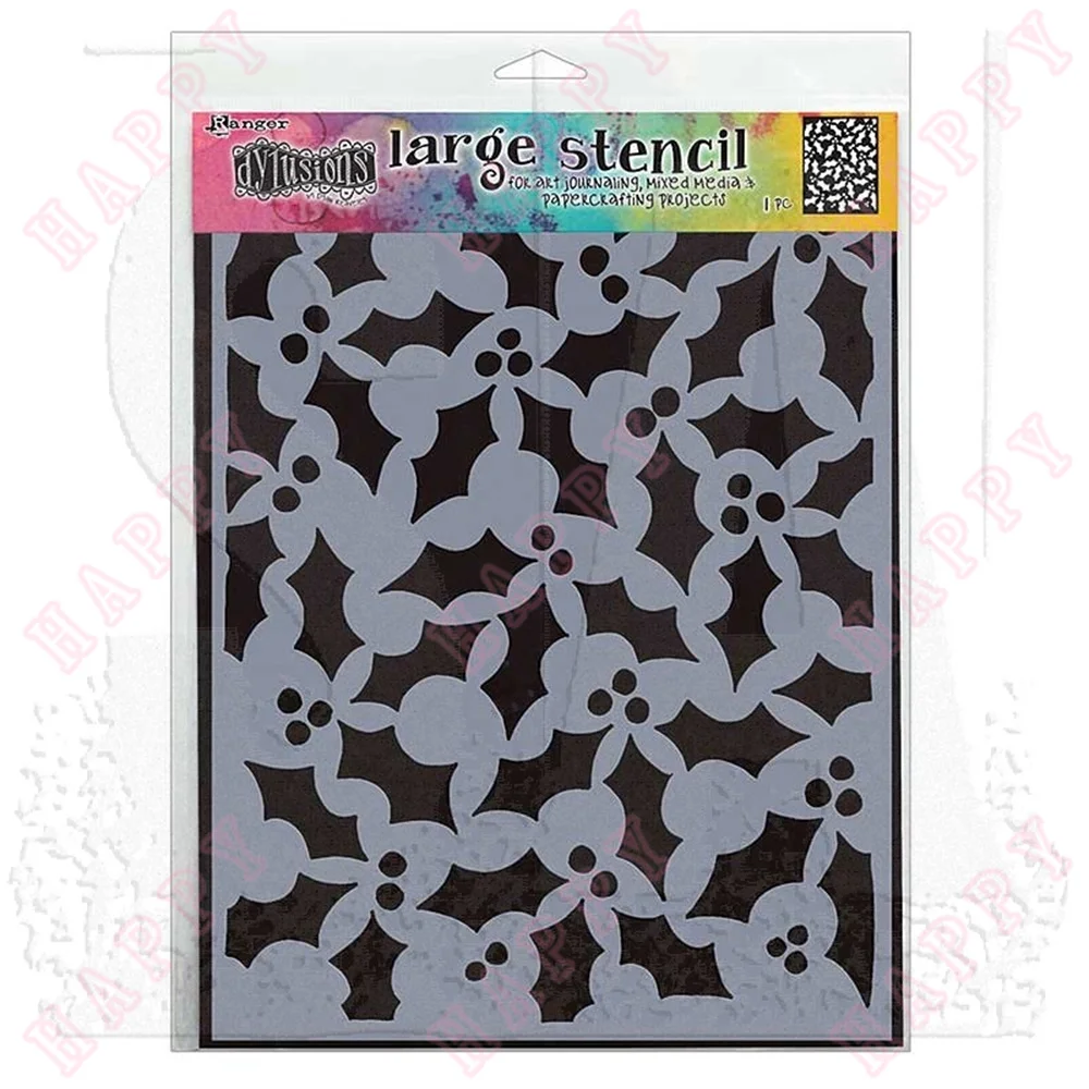 

Plastic Stencils Large Jolly Holly Diary Scrapbook Paper Card Photo Album Decoration Craft Engraving Making Embossing Template