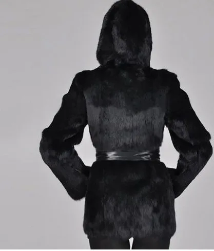 Autumn and Winter Women's Fur Imitation Marten Overcoats Imitation Fox Fur Jacket Mid-Length Hooded Jacket Faux Fur Coat