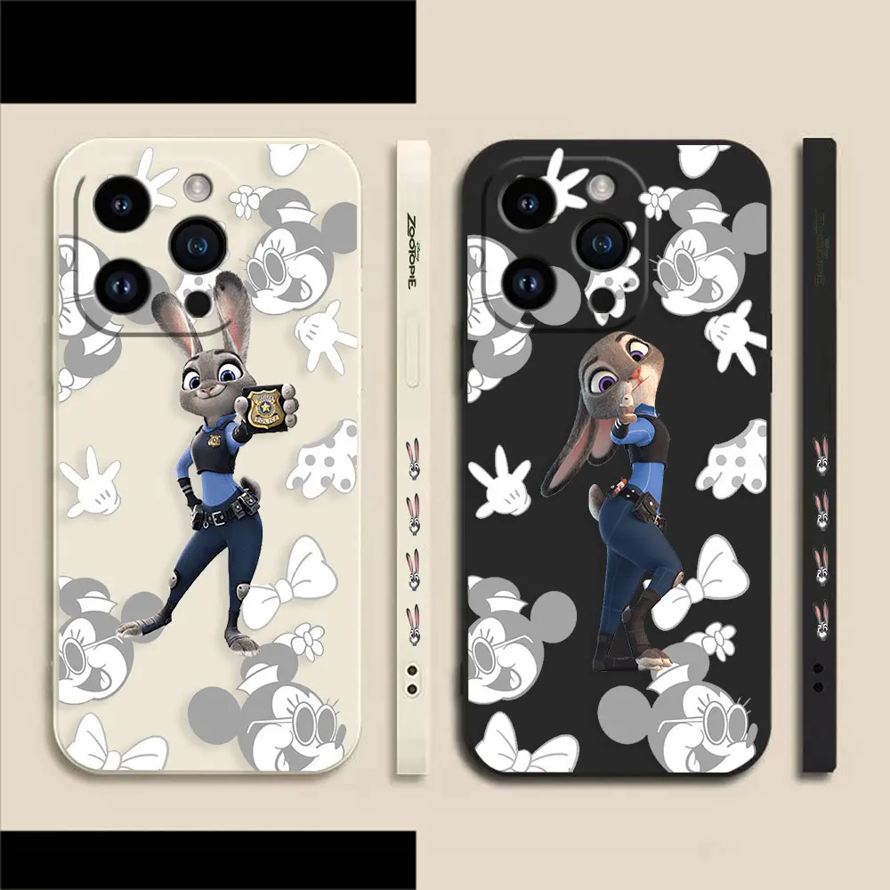 

Disney Officer Judy Rabbit Phone Case For Apple iPhone 14 13 12 11 Pro XS Max Mini X XR SE 7 8 6 6S Plus Colour Liquid Case Capa