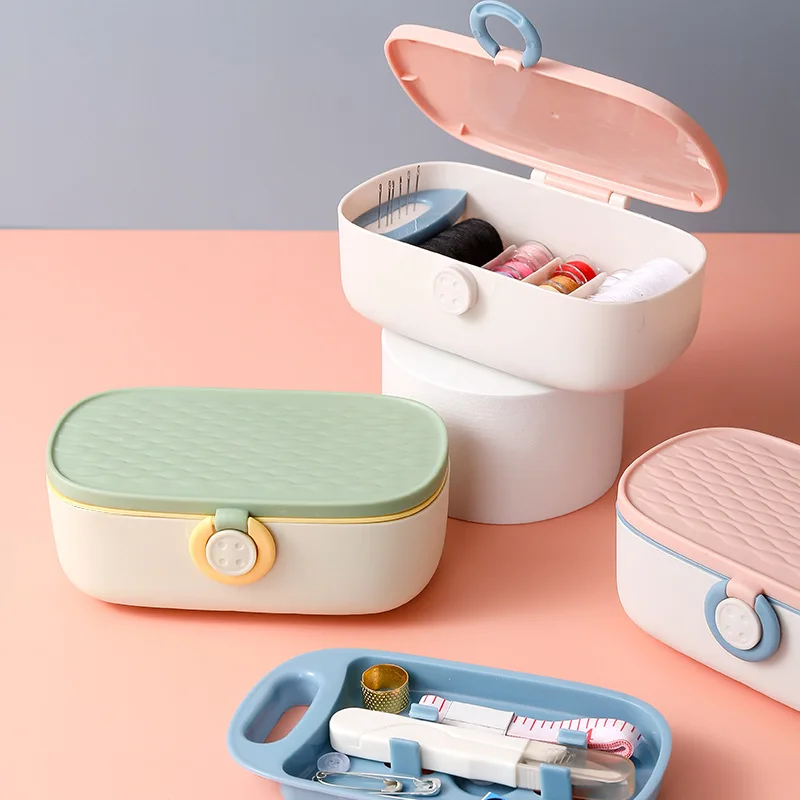 

New multifunctional sewing storage box for home use, portable sewing box, sewing kit set, hand-stitch storage box