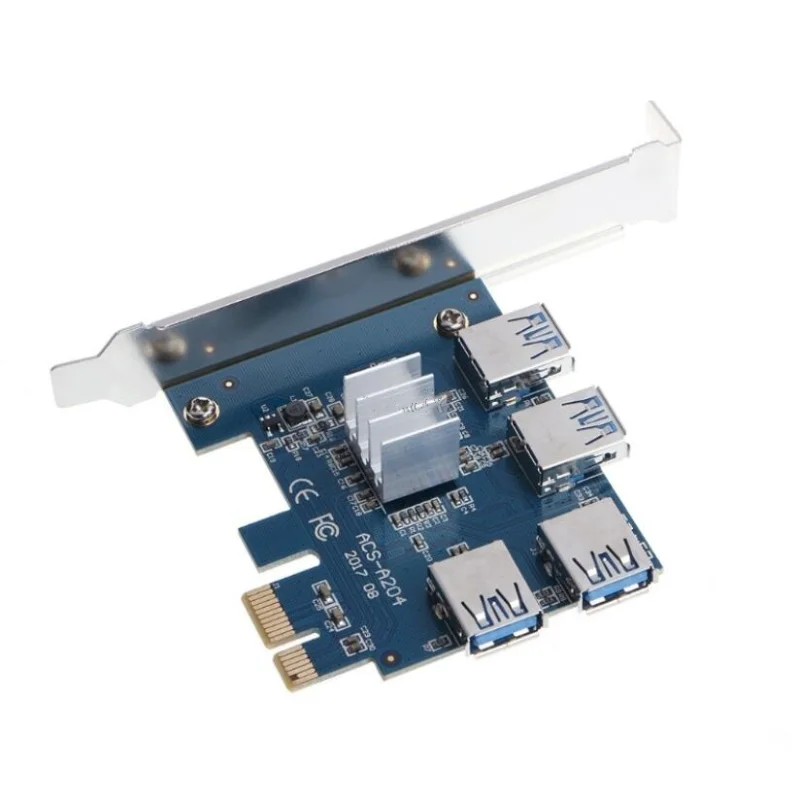 

Pcie-Tarjeta elevadora de 1 a 4 USB 3,0, convertidor, multiplicador, adaptador de tarjeta de expansión para CD