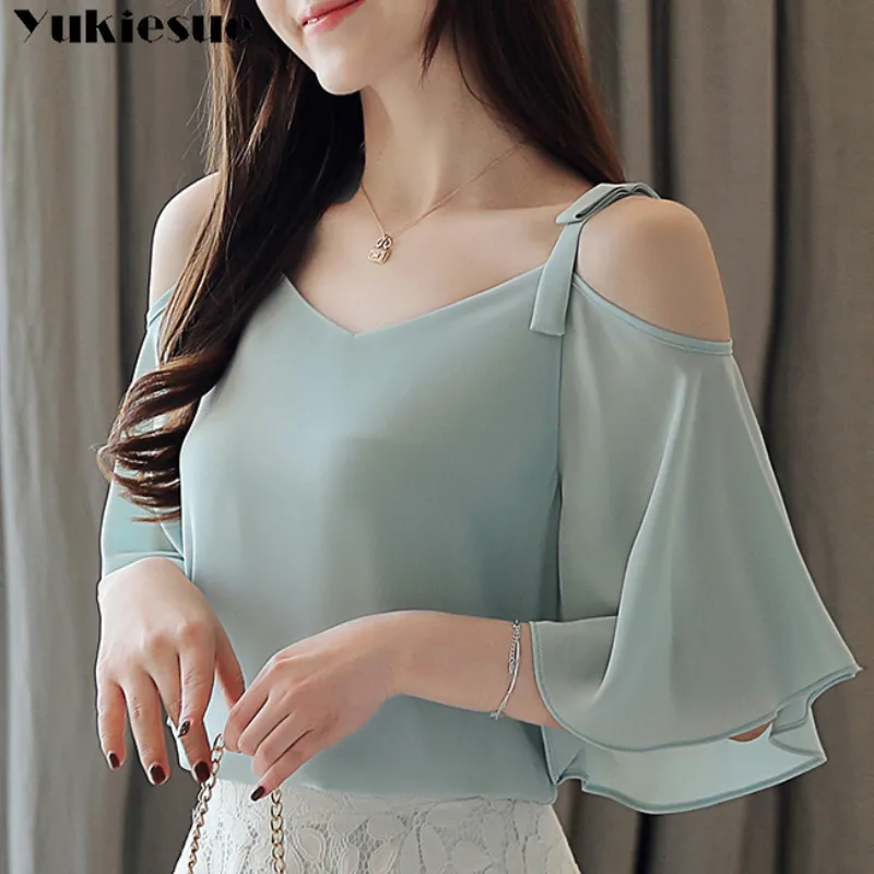 Женская блузка с коротким рукавом летучая мышь открытыми плечами - купить по