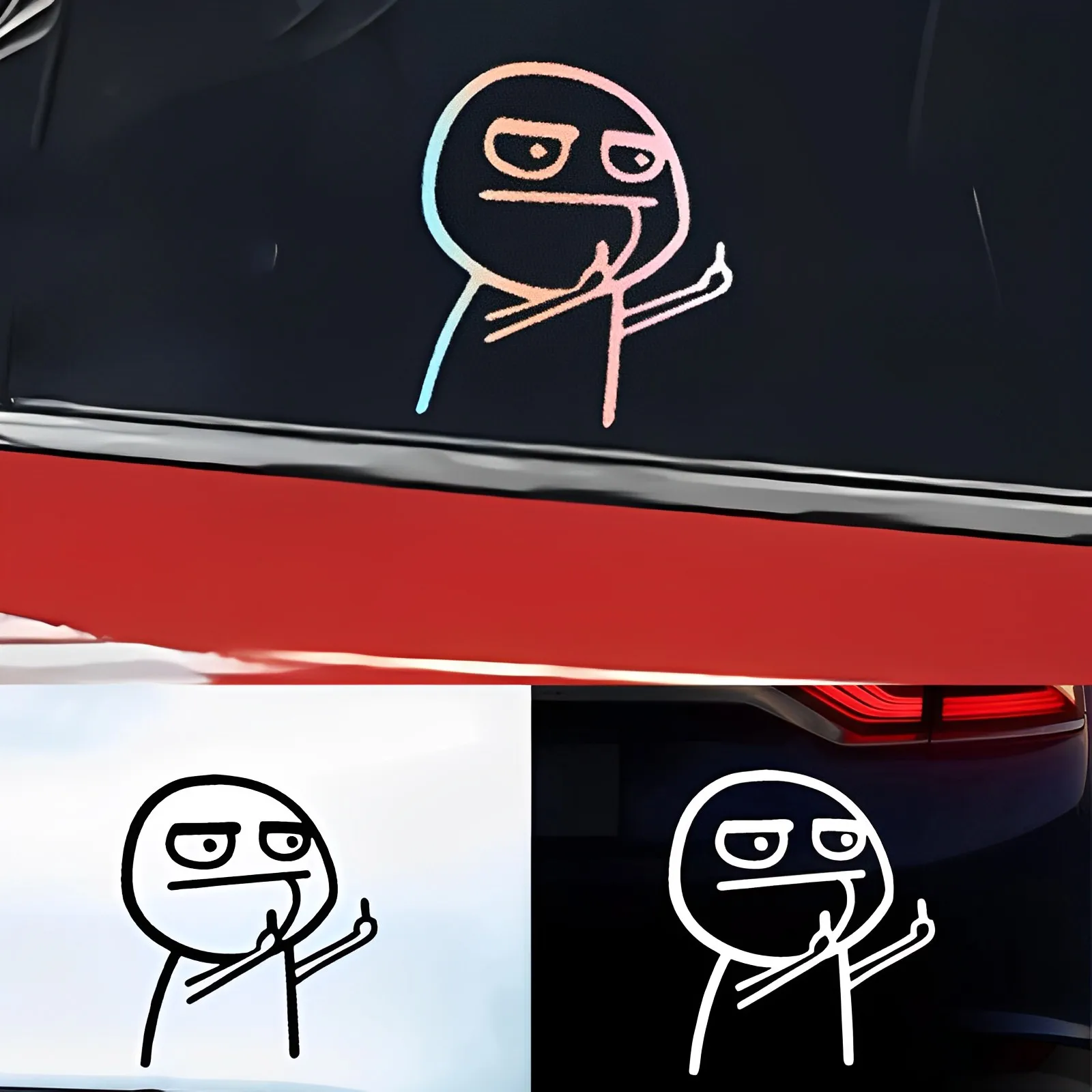 

Car Stickers Cartoon Funny Middle Finger Waterproof Reflective Stickers Vinyl Auto Decals Car Styling Decor Exterior Accessories