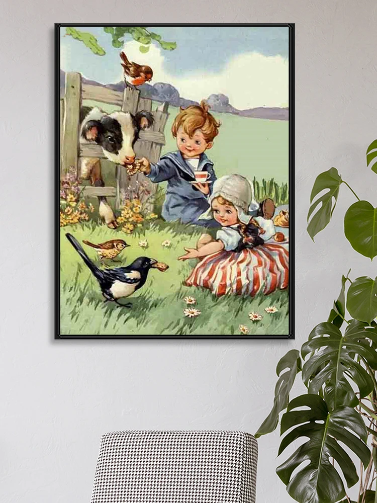 

Алмазная живопись 5D «сделай сам», мозаика с изображением фермы, животное, вышивка крестиком, квадратная/круглая картина с птицами, декорати...