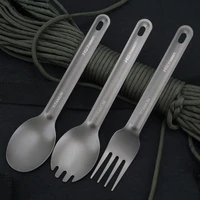 1pc ultralight titanium metal silver tableware long handle spoon cutlery fork edc camping tool outdoor picnic accessories