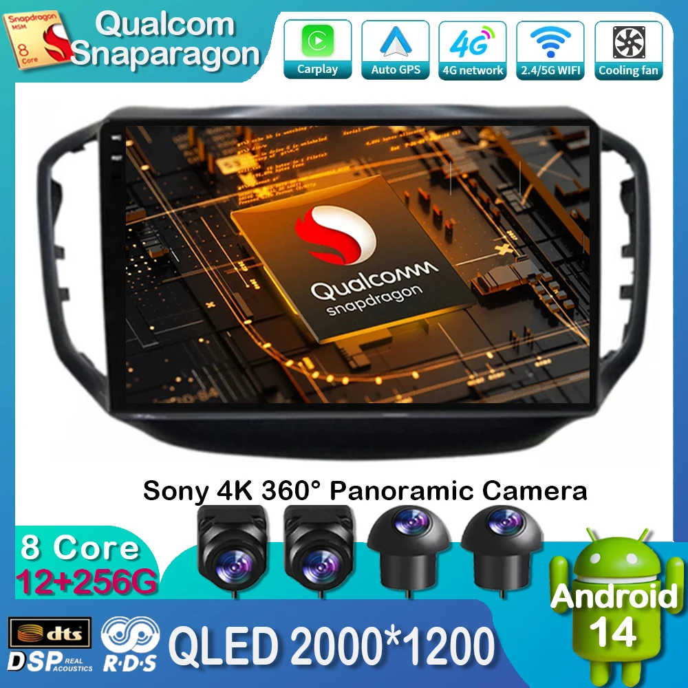 Автомобильный радиоприемник Android 14 для Chery Tiggo 5 2014-2020 Мультимедийный стереоплеер