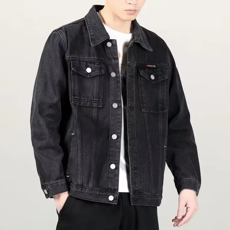 Осенняя модная уличная мужская джинсовая куртка универсальная повседневная