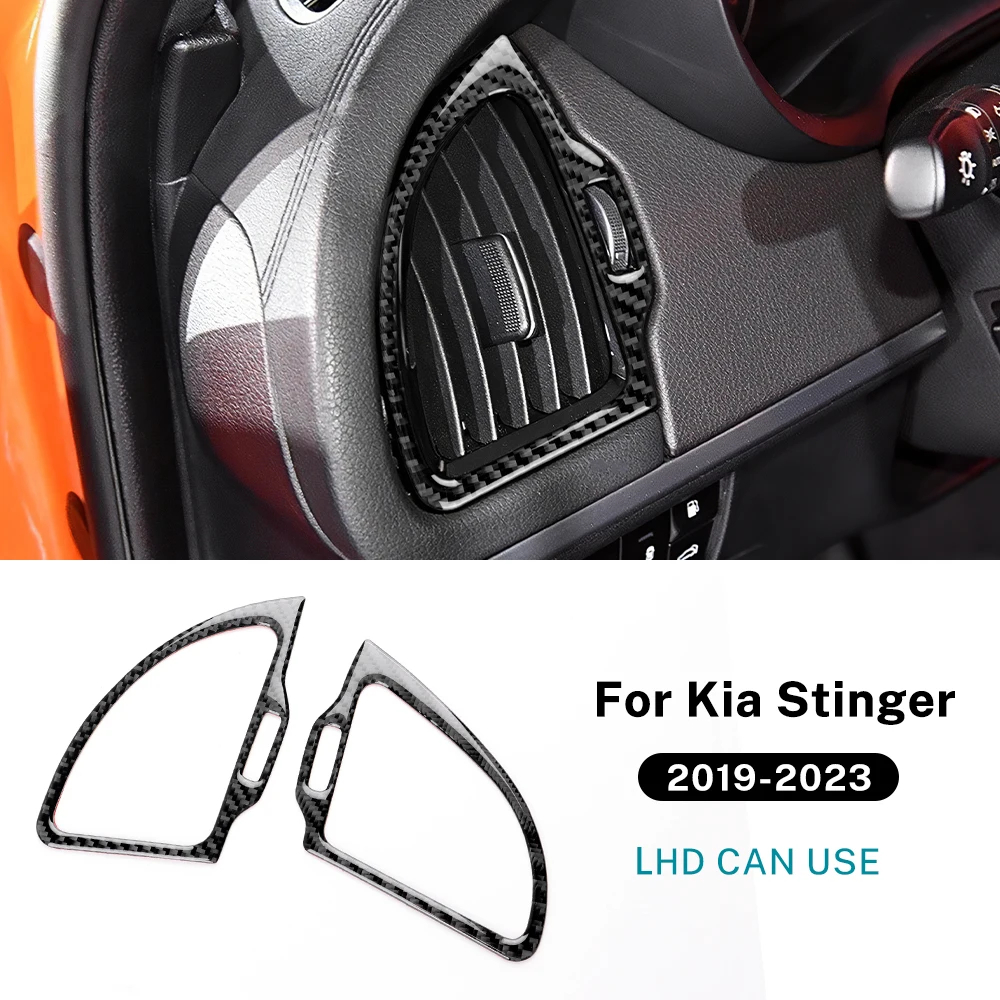 

Для Kia Stinger 2019 2020 2021 2022 2023, наклейка из настоящего мягкого углеродного волокна, левый руль, автомобильный инструмент, розетка переменного тока, накладка, аксессуары