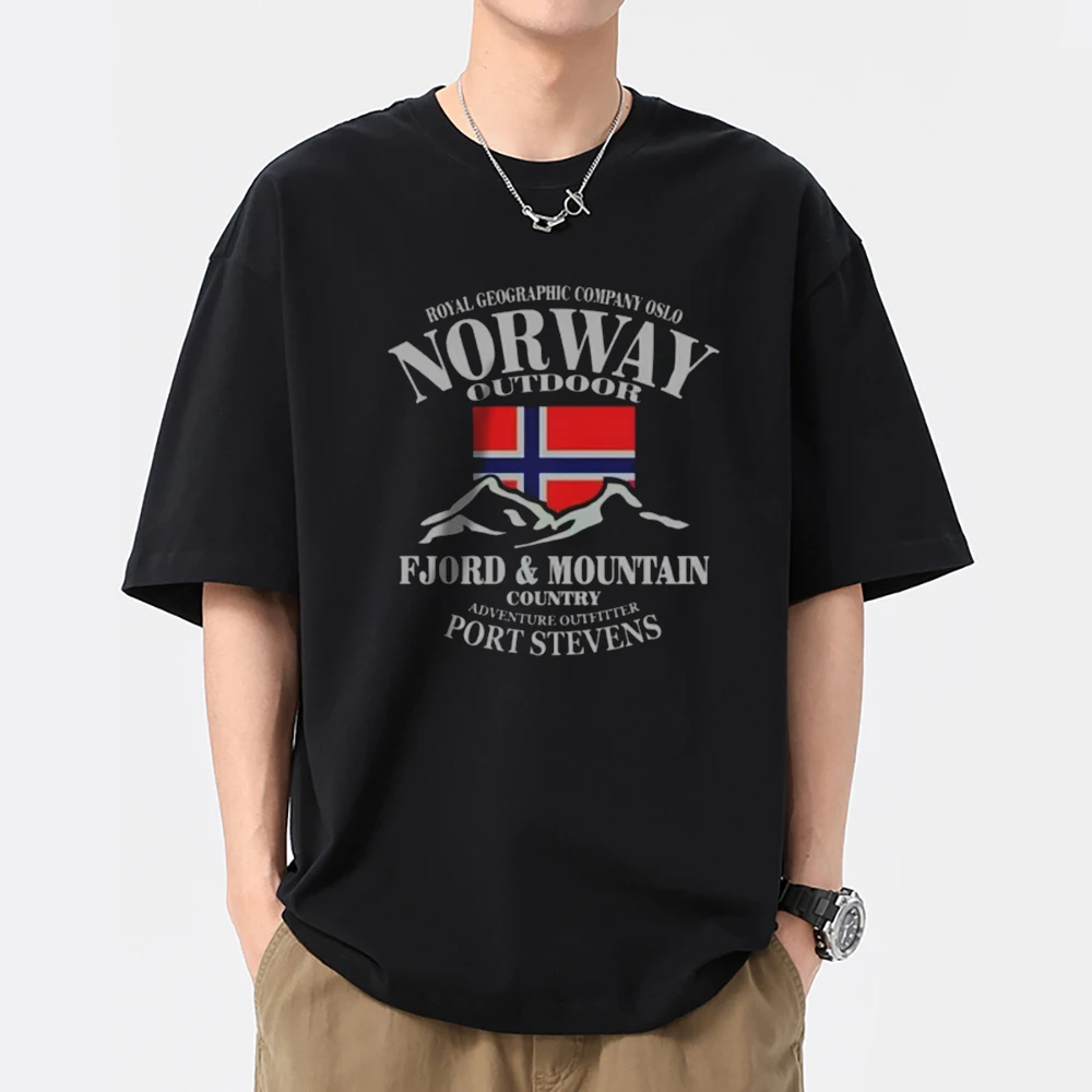 Мужская Забавная Футболка С Рисунком И Принтом Норвежского Флага Круглый Вырез