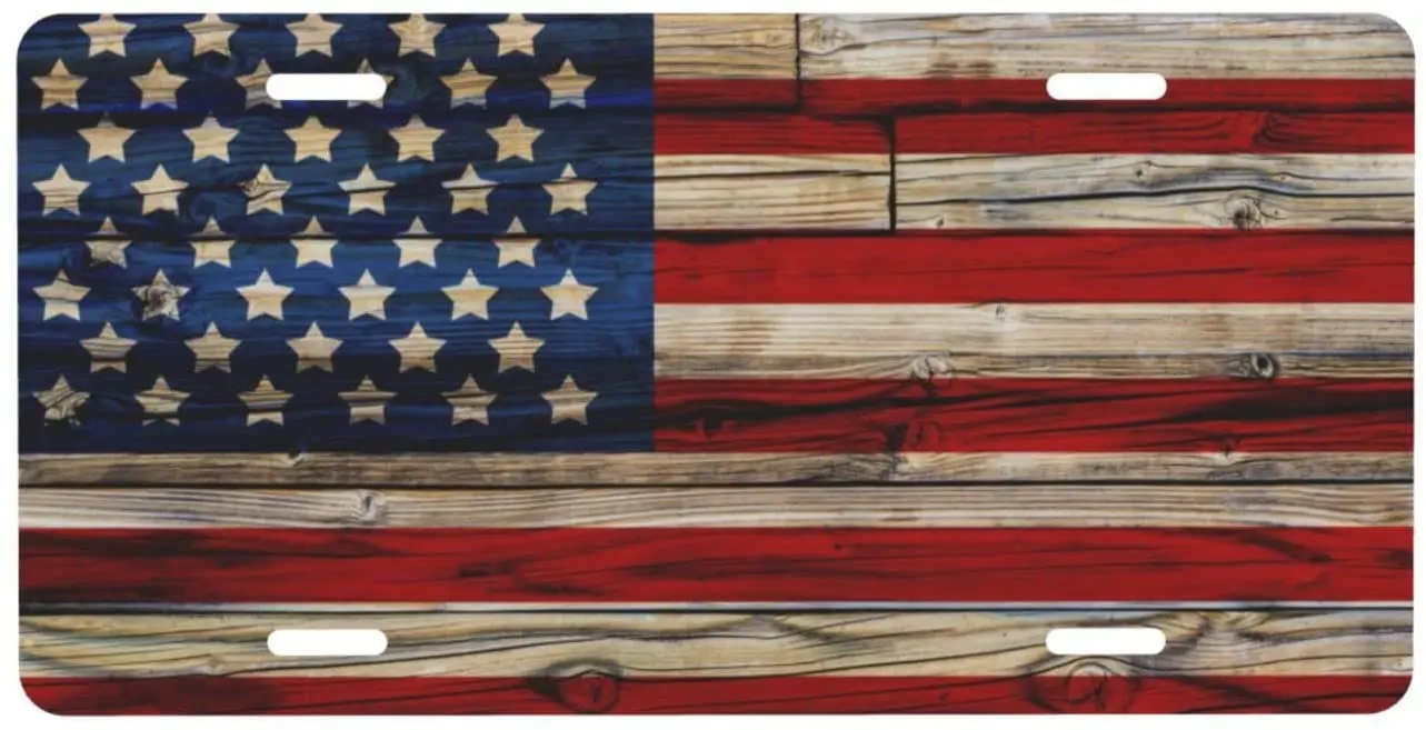 

Car Front License Plate American Stripe License Plate Decorative Vanity Tag Metal Car Plate Novelty Aluminum Home Decoration