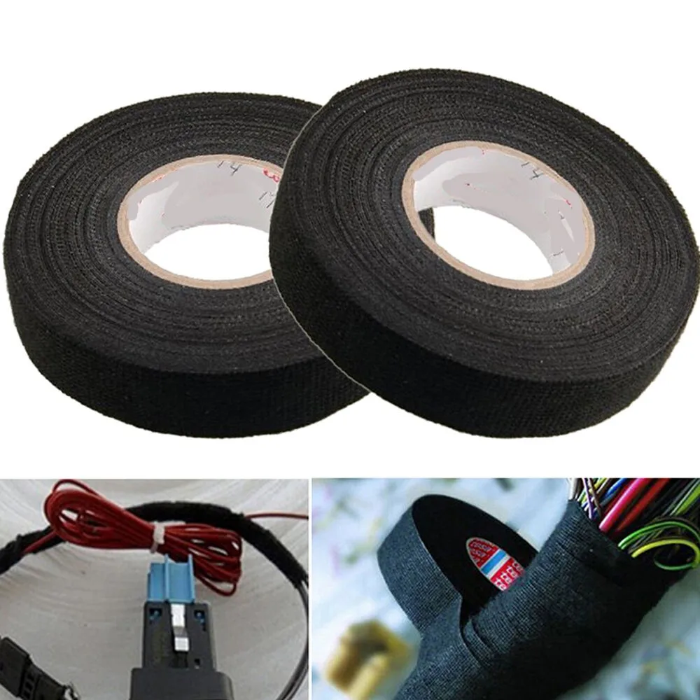 

15M 19MM Heat-resistant Adhesive Cloth Fabric Tape For Automotive Cable Tape Harness Wiring Loom Electrical Heat Tape