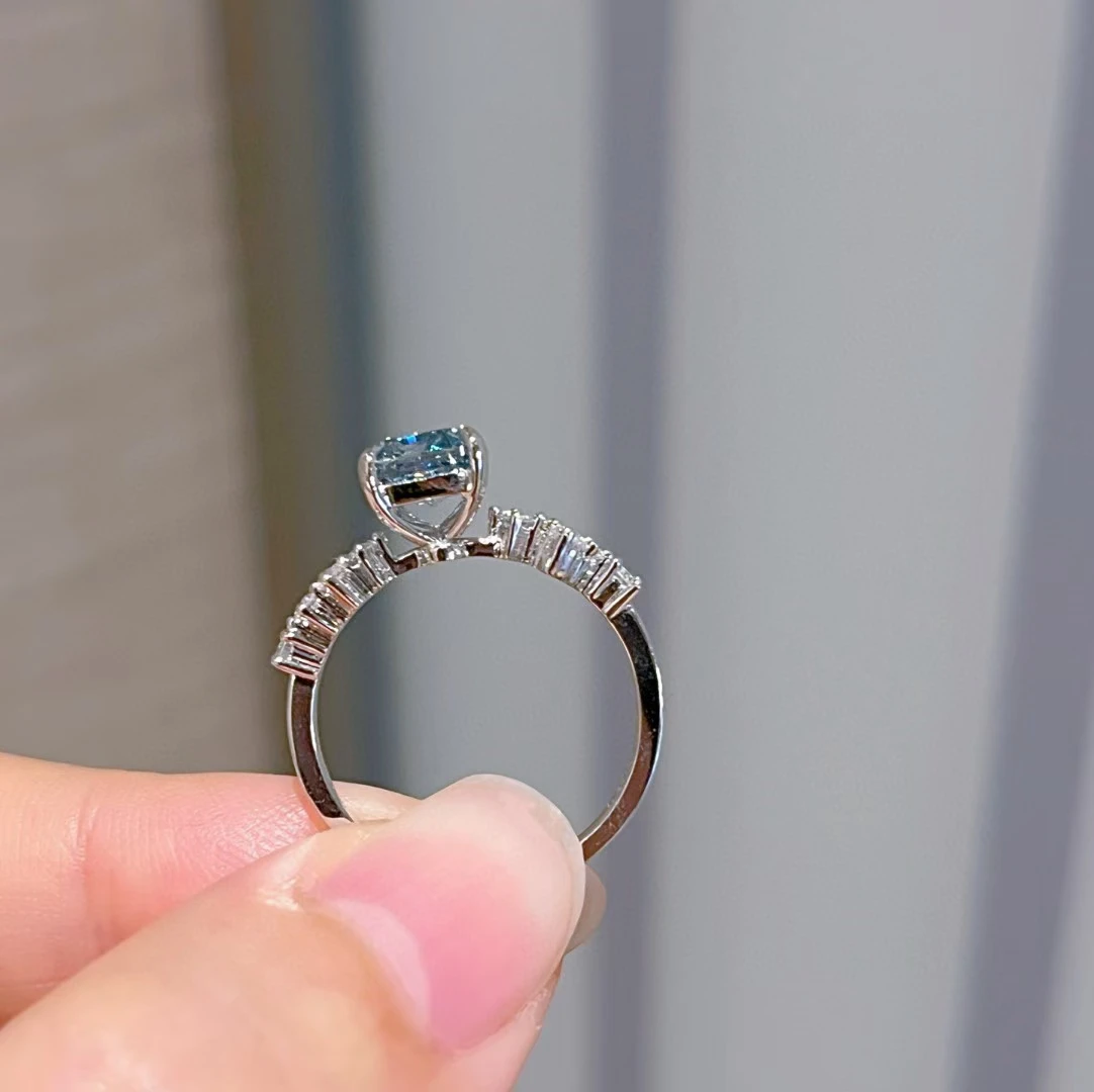 Фото 18-каратное настоящее золото Lab Grow Diamond, зеленая подушка с бриллиантами, 1,5 карата, обручальное кольцо IGI PT950, платиновое кольцо на заказ, подарок на День святого Валентина №2