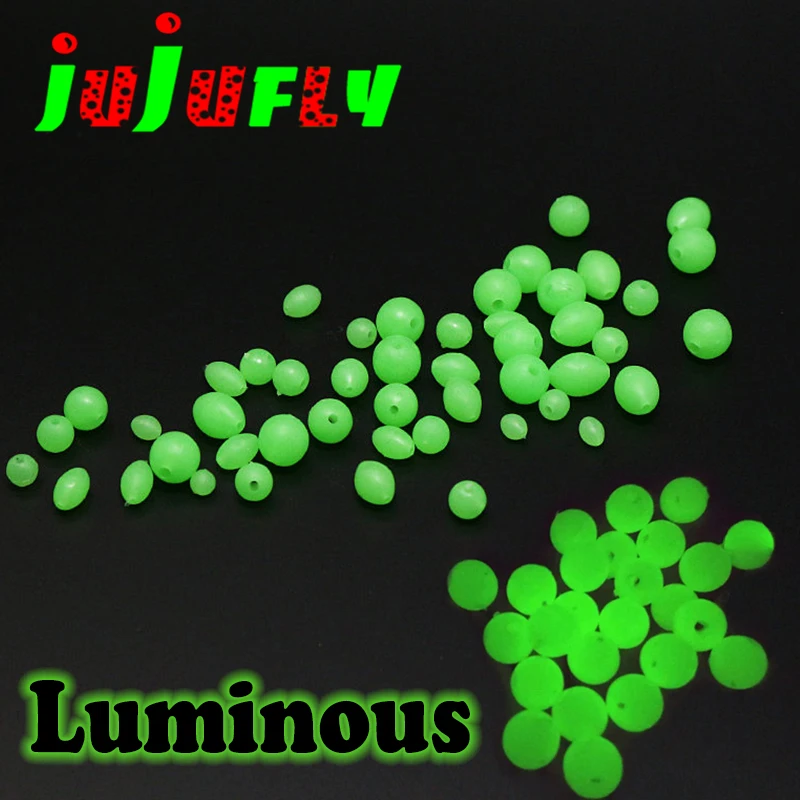 

jujufly total 300pcs 4sizes assorted 4/5/6/7mm round glow beads soft rubber materials night fishing space bean fly tying beads