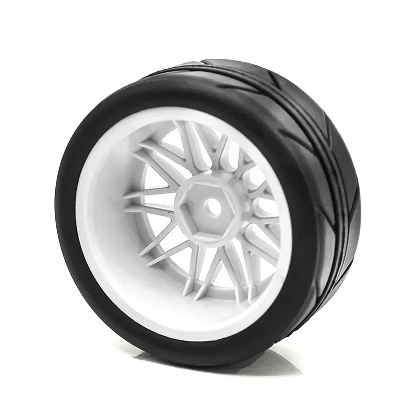 forTamiya TT01 TT01E TT02 TT02B TA06 XV01 XV02 PTG-2 1/10 RC Racing Car Upgrade Parts 4pcs 65mm Rubber Tire Wheel Tyre 12mm Hex