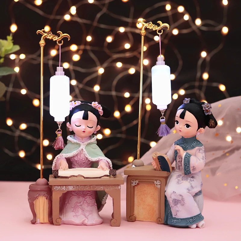 

Night Light Girl Children's Birthday Surprise Gift Bedroom Chinoiserie Vintage Palace Checker Decoration Living Room Decoration