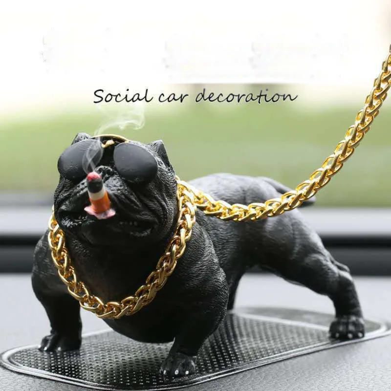 

20CM Big Bully Pitbull Dog Car Interior Decoration Resin Dashboard Ornament Fashion Funny Cute Home Decoration Auto Accessories