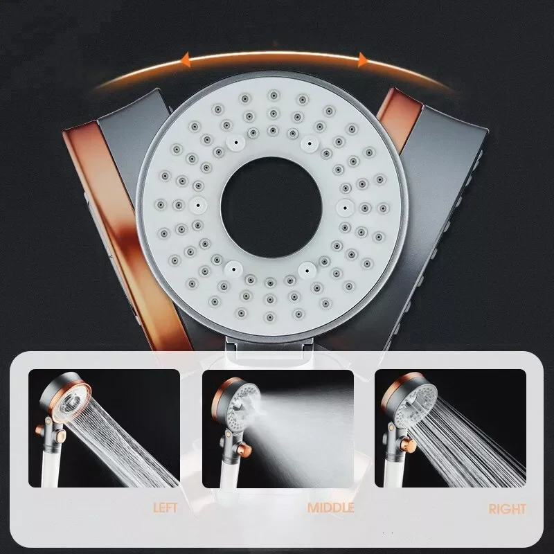 

Sided Shower Head Rainfall Bathroom 3 Modes ABS Round Chrome Water-Saving Nozzle G1/2 Wall Mounted Adjustable Shower