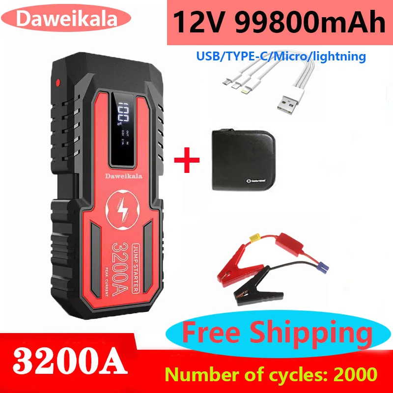 

Car 3200A Jump Starter Power Bank Portable Charger Starting Device For 8.0L/6.0L Emergency Battery Jump Starter Free shipping