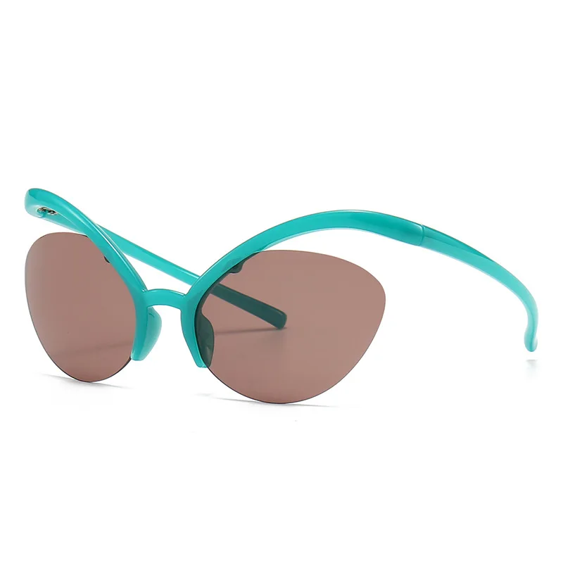 

Очки солнцезащитные женские оверсайз без оправы, классические винтажные пикантные брендовые дизайнерские солнечные очки «кошачий глаз» в стиле ретро, зеленые, UV400