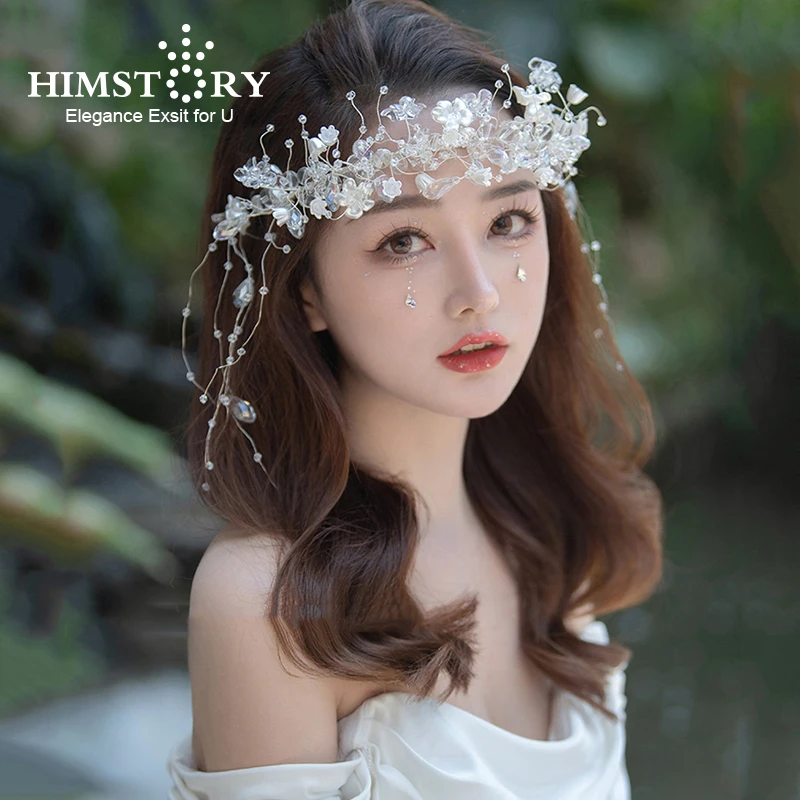 

Himstory New Women Hair Accessories Wedding Hairwear Bridal Headdress Engagement Jewelry Shell Flower Hairbands