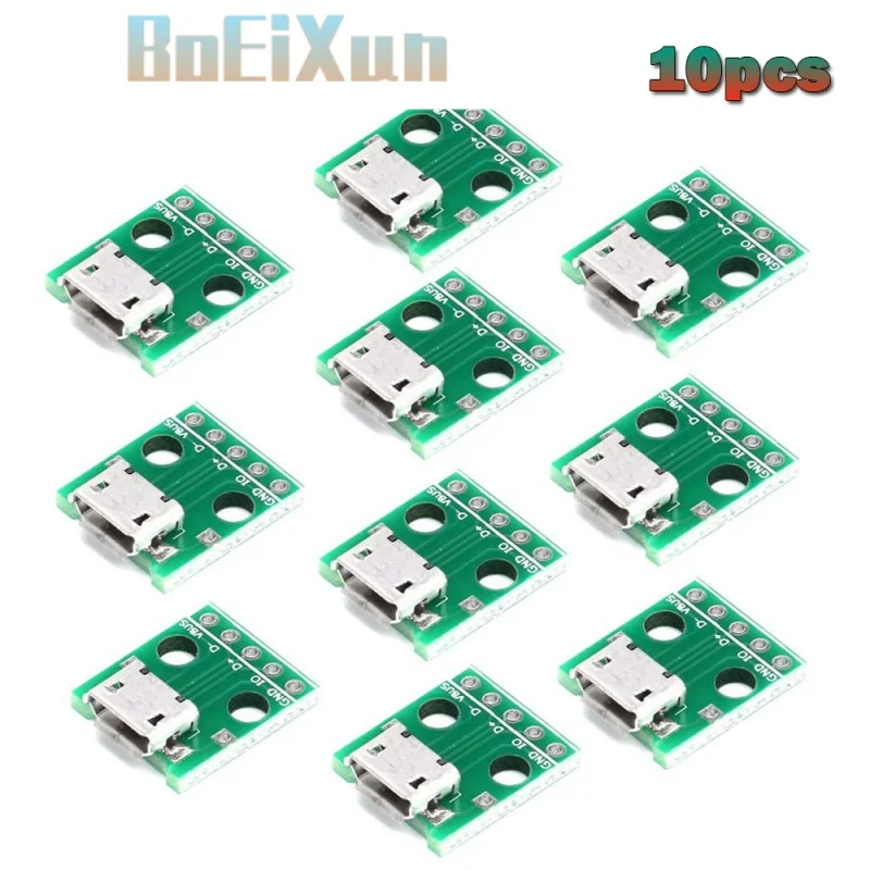

10pcs Micro USB To DIP Adapter 5pin Female Connector B Type PCB Converter Breadboard Switch Board SMT Mother Seat Connectors