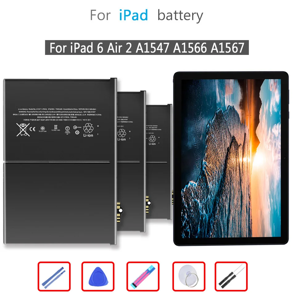 

Аккумулятор Pad6 7340 мАч для планшета IPad 6 Air 2 IPad6 Air2 A1547 A1566 A1567