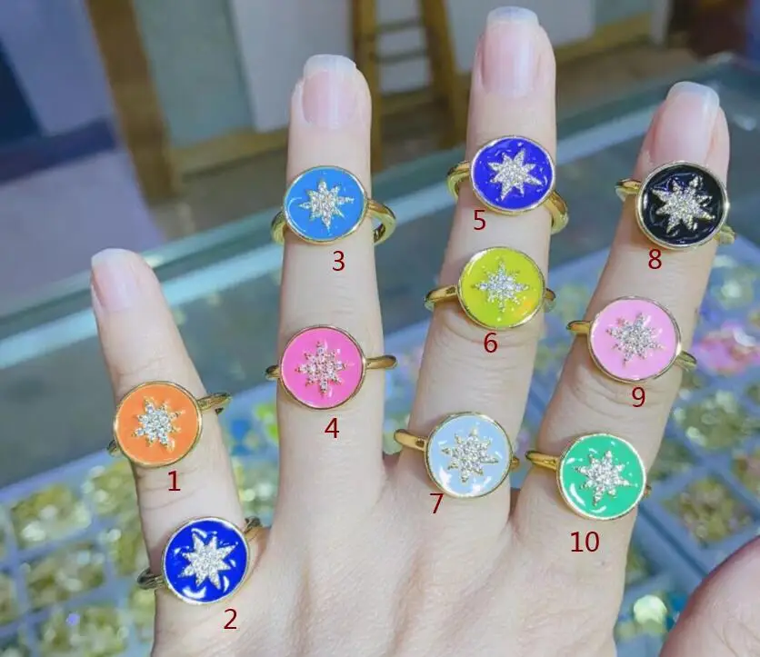 

1 шт. красочные богемные циркониевые снежинки Стразы заполненные кольца для женщин винтажные Бохо CZ дьявол кольцо эмаль ювелирные изделия ...
