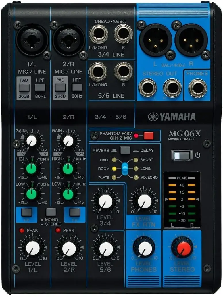 Компактный стереомикшер YAMAHA MG06X с 6 входами и эффектами