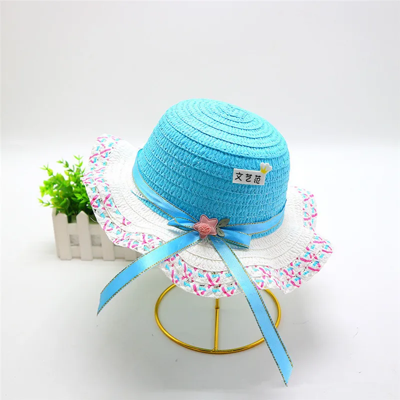 

Holiday beach straw hat for girls Outdoor Straw hat Casual floral sun protection hat Patchwork foldable hat for kids princess