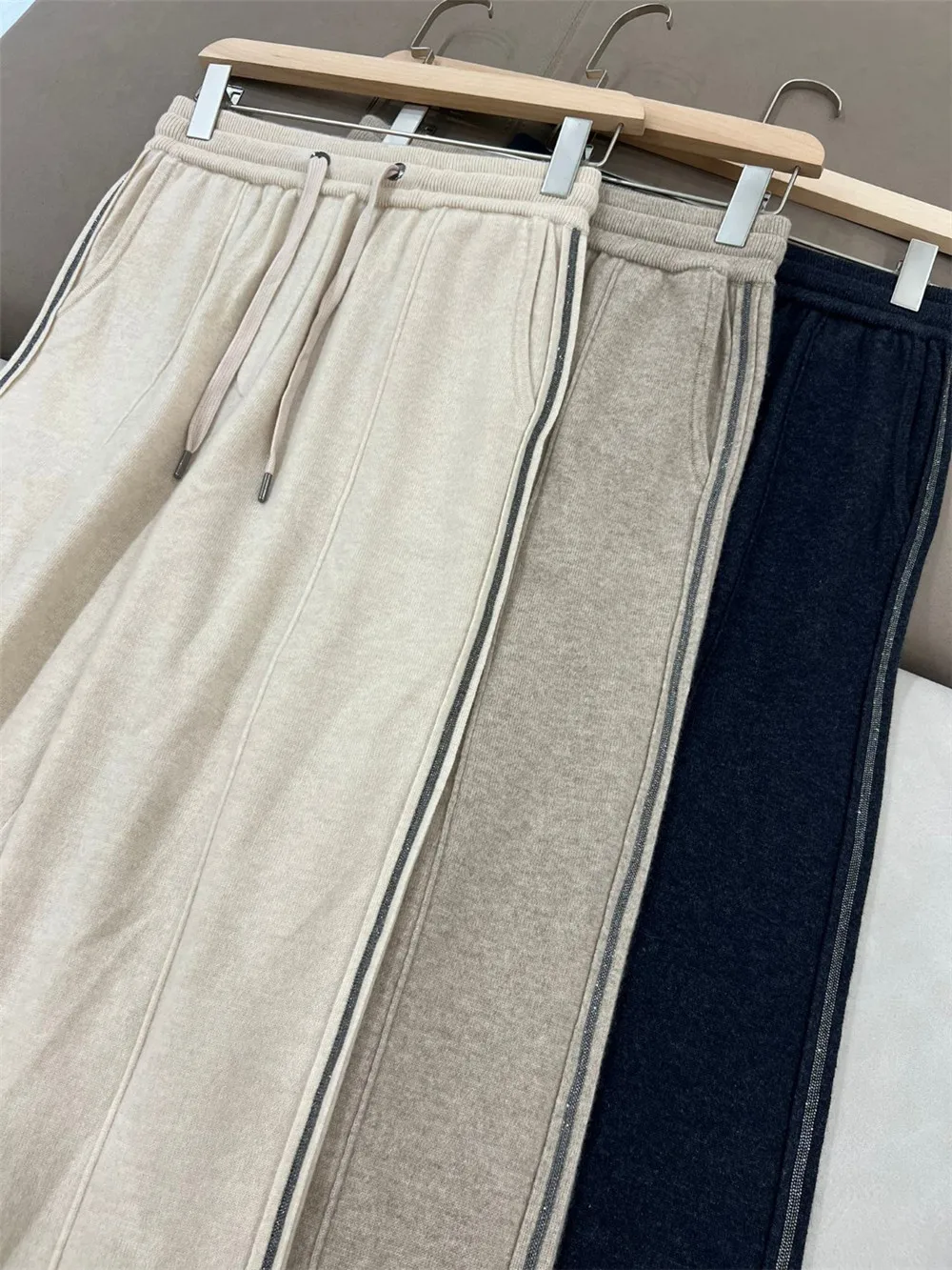 Женские прямые кашемировые брюки женские повседневные эластичные с высокой