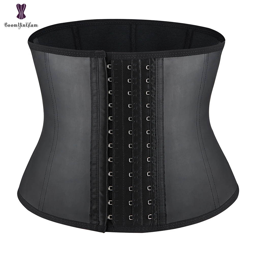 

Shinning Latex Waist Trainer Corset 9 Spiral Steel Boned Gym Sports Protection Slimming Korsett For Women