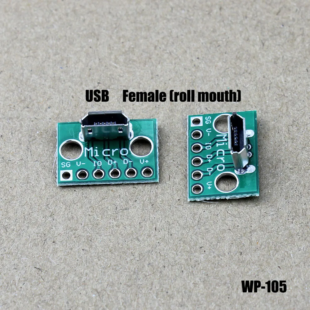

1pcs Vertical USB MicroUSB Micro USB Female Male Head Connector PCB Converter Adapter Breakout Test Board 180 Degree Vertical