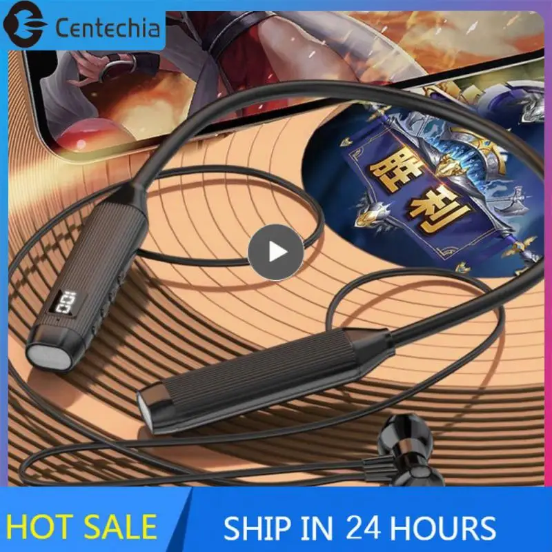 

600mah Neck-mounted Headphones Long Battery Life Digital Display Sports Game Earphones Stereo Type-c Charging Tws Earbuds