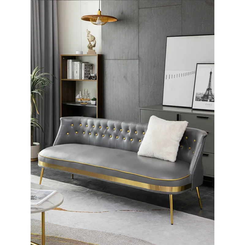 

Скандинавский двойной диван для маленькой квартиры, простой современный простой и светильник роскошный сетчатый красный диван для магазин...