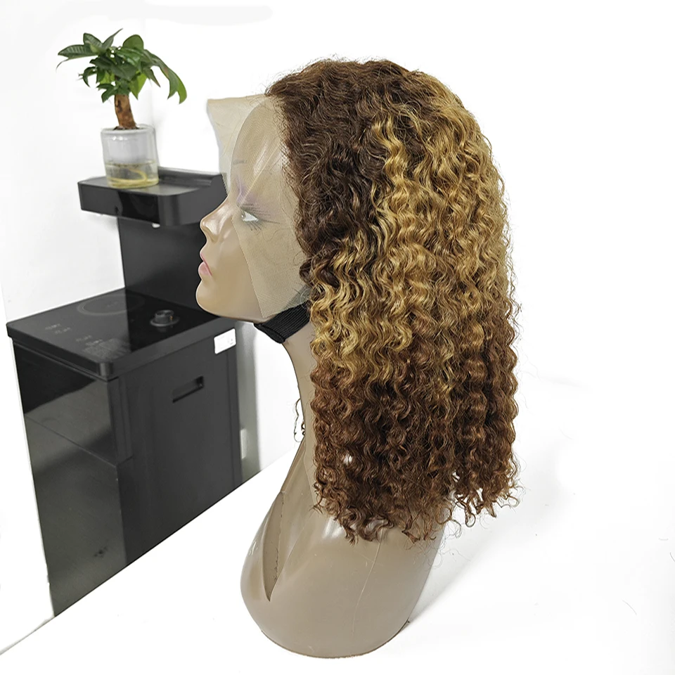 13x4 Lace Front Wig Human Hair Frontal Wig Brazilian Curly Bob Wig For Women