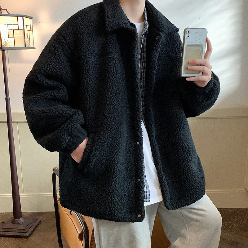 Winter Jacket Men Warm Fashion 3-color Retro Thickened Lamb Wool Jacket Men Streetwear Loose Thick Short Coat Mens Clothes M-3XL