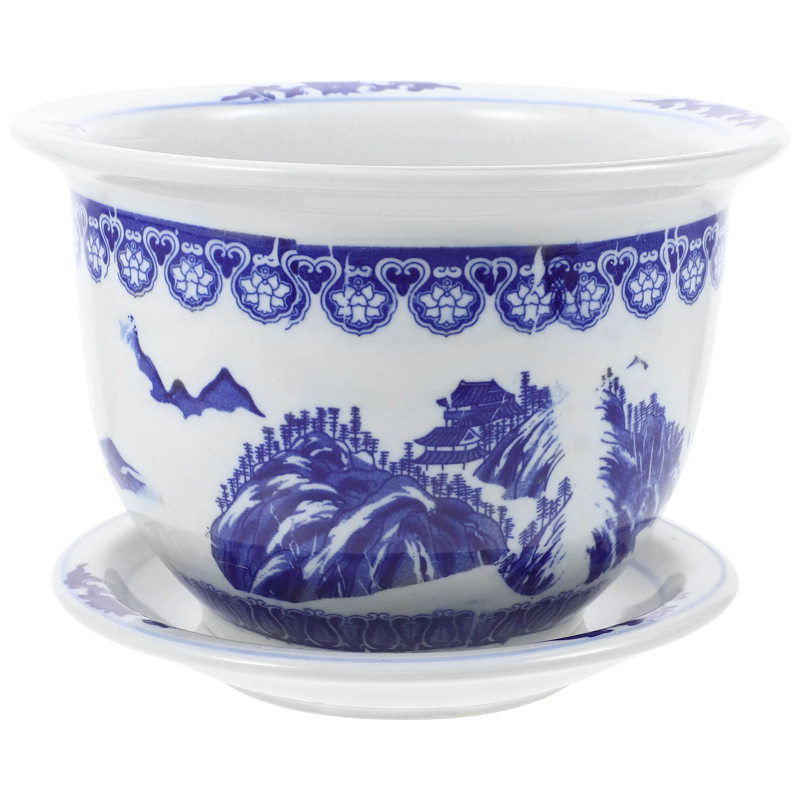 

Ceramic Flowerpot with Tray Desktop Flowerpots Outdoor Bonsai Windowsill Ceramics