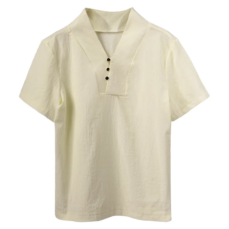 Мужская рубашка с коротким рукавом Новинка лета 2023 пуловер V-образным вырезом
