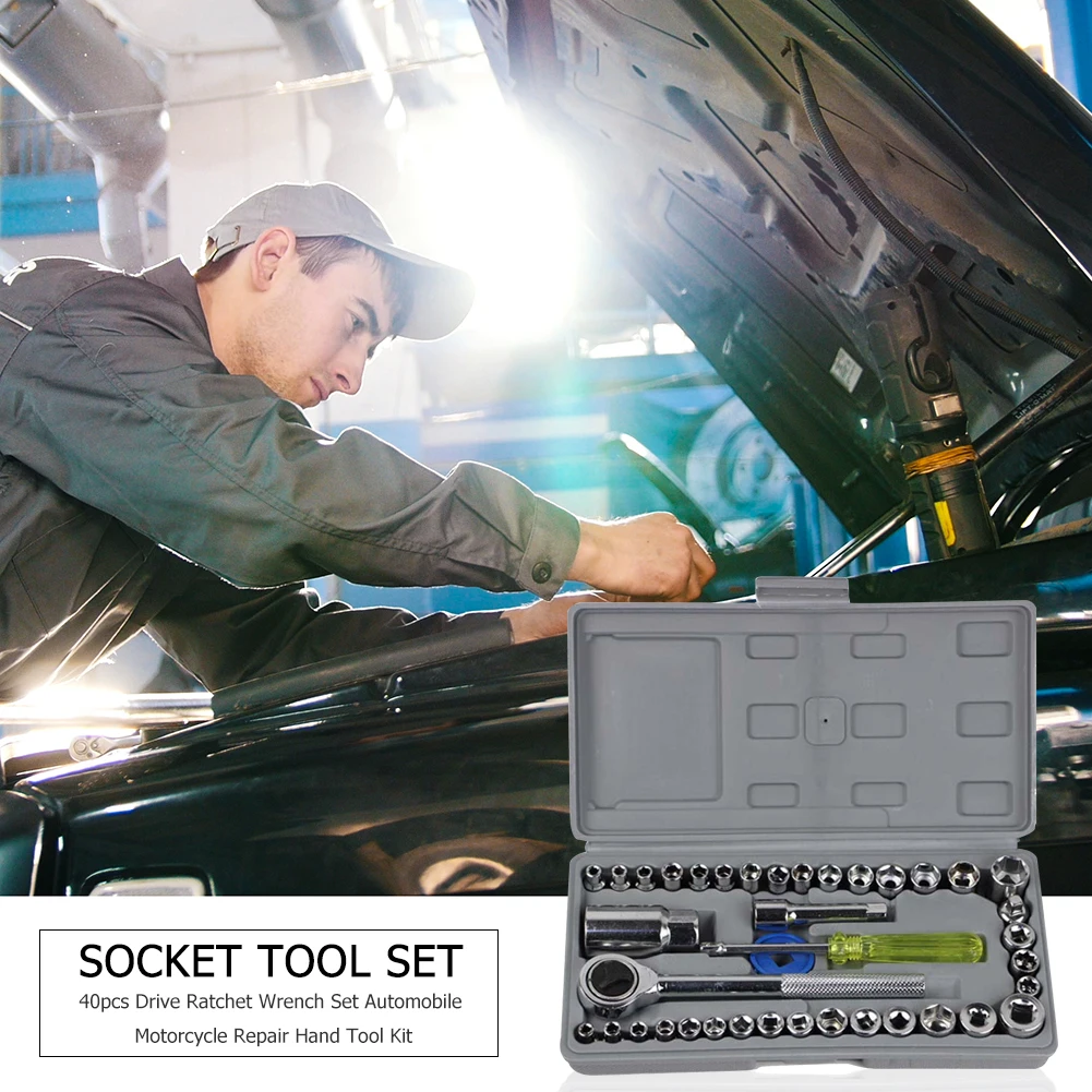 

40pcs Socket Wrench Set Ratchet Driver Adapter Sleeve Spanner Car Repair Tools Hand Tools Ratchet Wrench Set