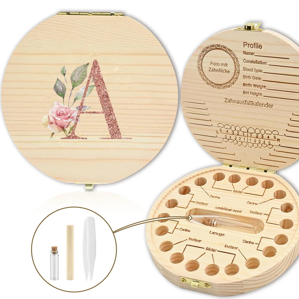 Деревянная коробка для зубов органайзер хранения молочных собирать зубы Umbilica